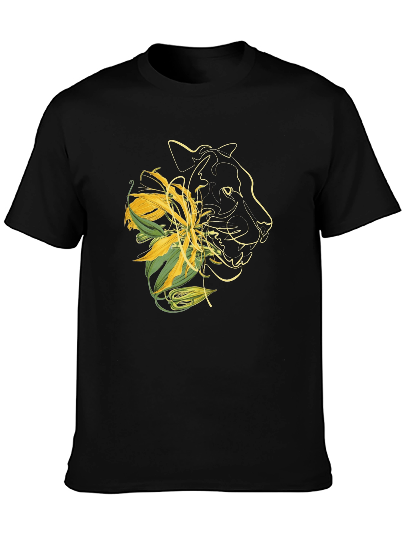 Mens Graphic Tee - Abstract Floral Panther Design