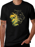 Mens Graphic Tee - Abstract Floral Panther Design