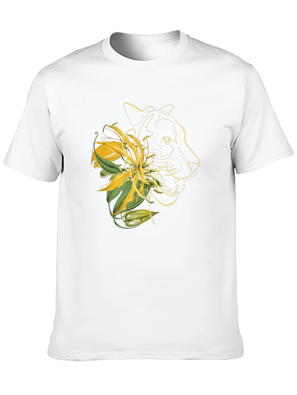 Mens Graphic Tee - Abstract Floral Panther Design