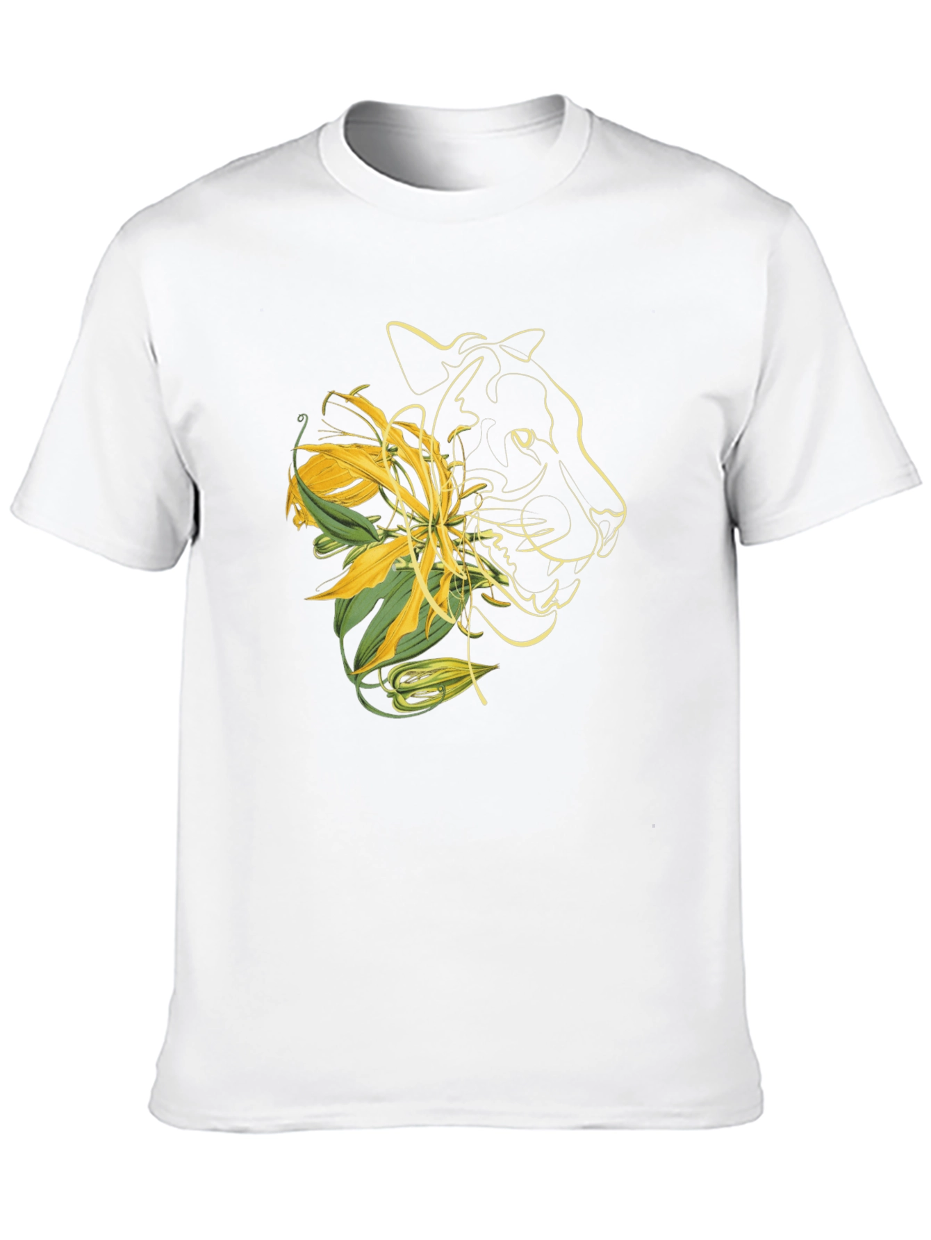 Mens Graphic Tee - Abstract Floral Panther Design