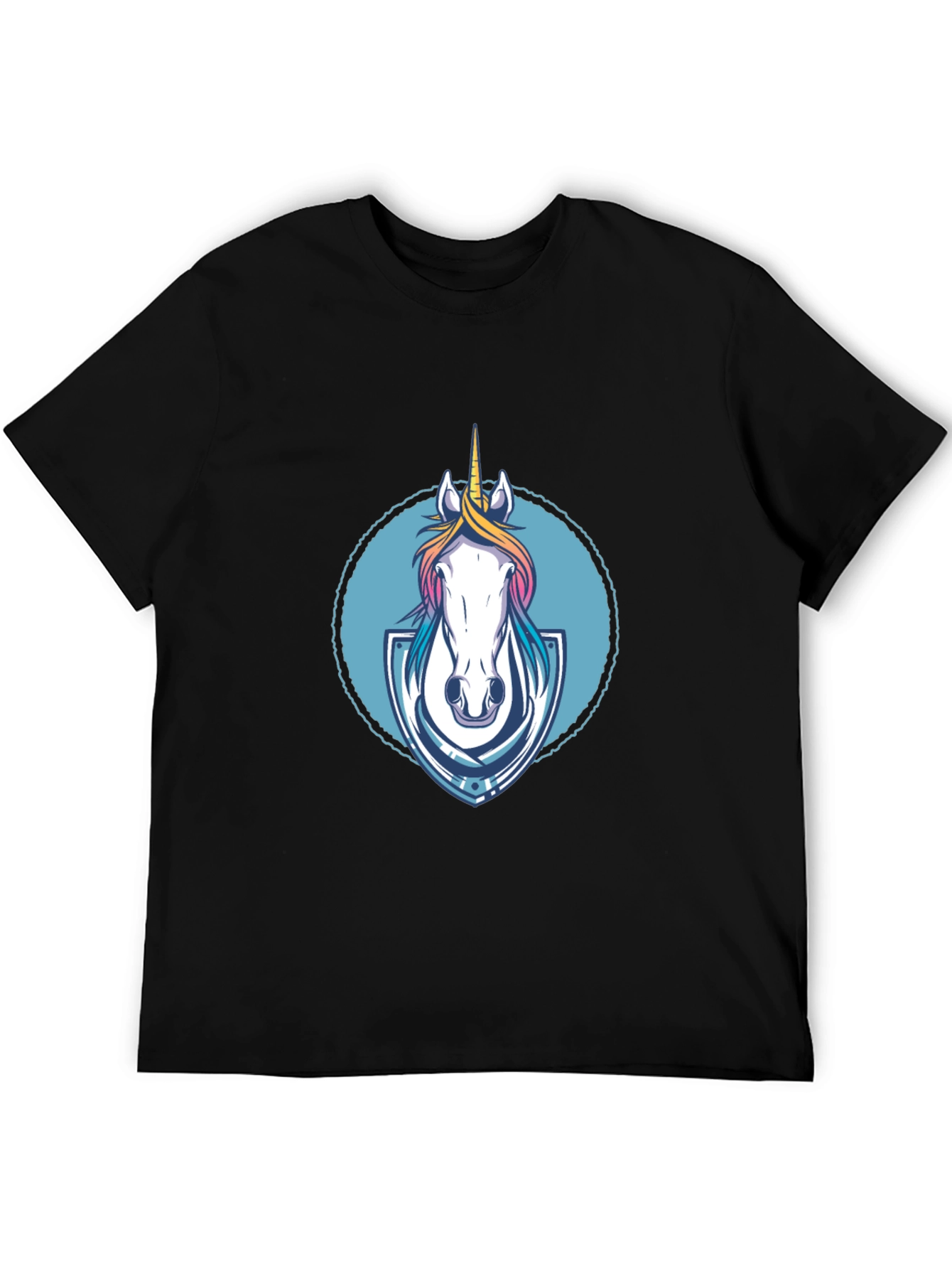Unicorn Graphic Tee - Black Cotton Blend Shirt