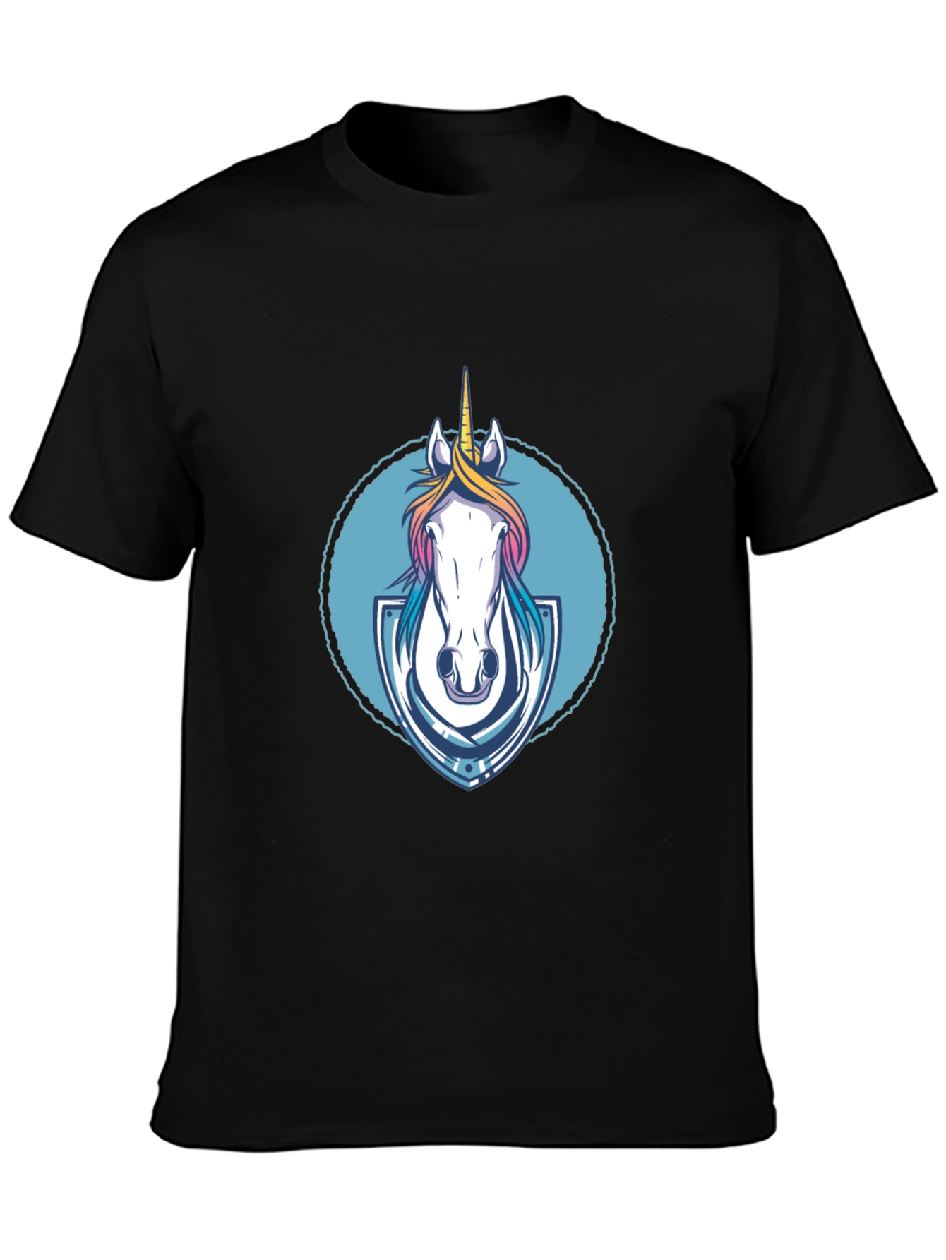 Unicorn Graphic Tee - Black Cotton Blend Shirt