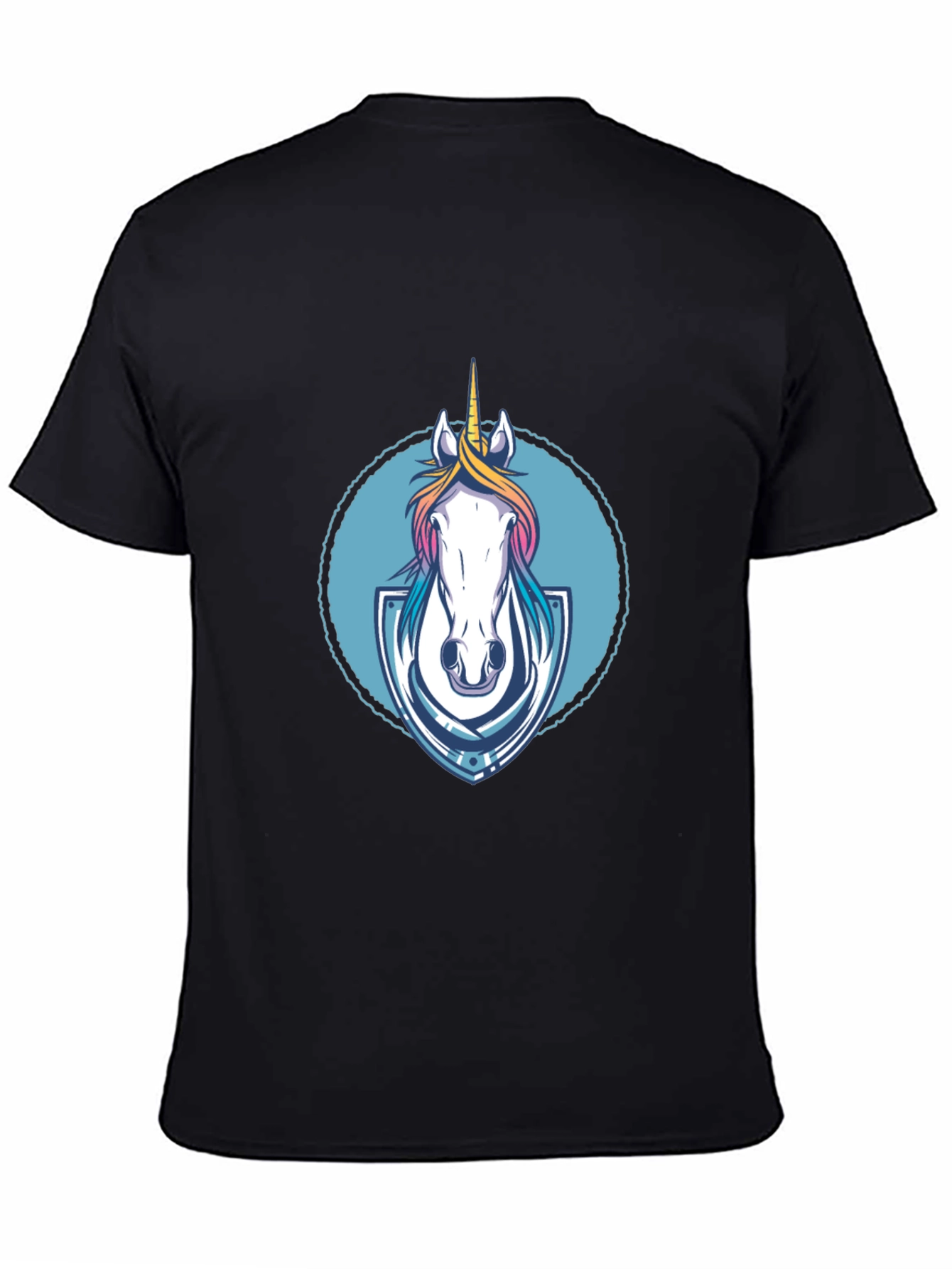Unicorn Graphic Tee - Black Cotton Blend Shirt