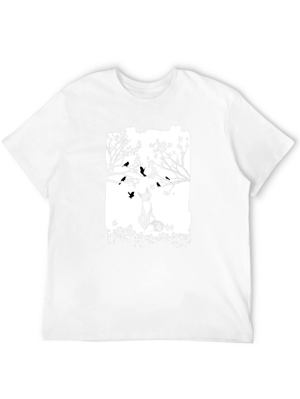 Fox & Birds Graphic Black T-Shirt
