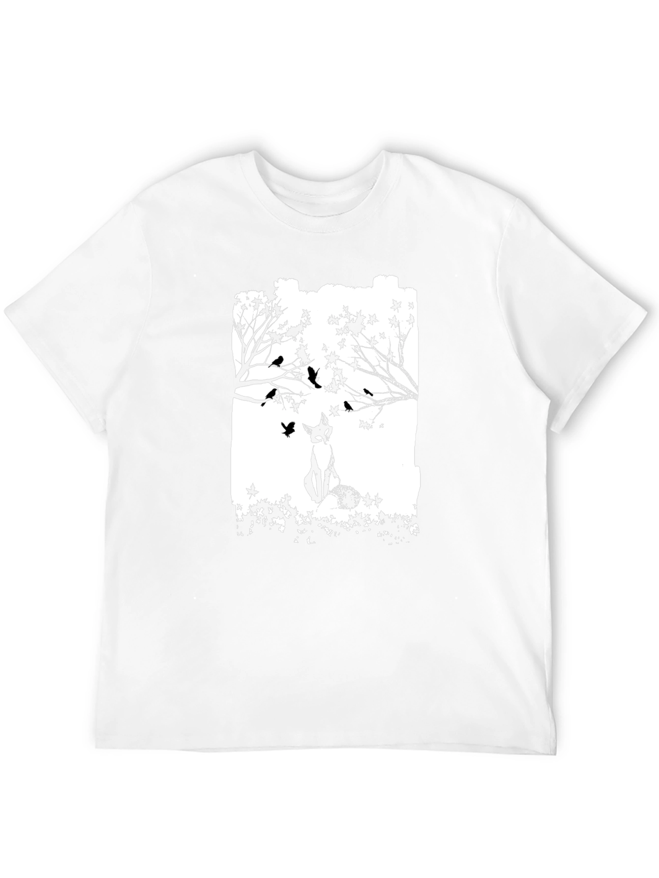 Fox & Birds Graphic Black T-Shirt