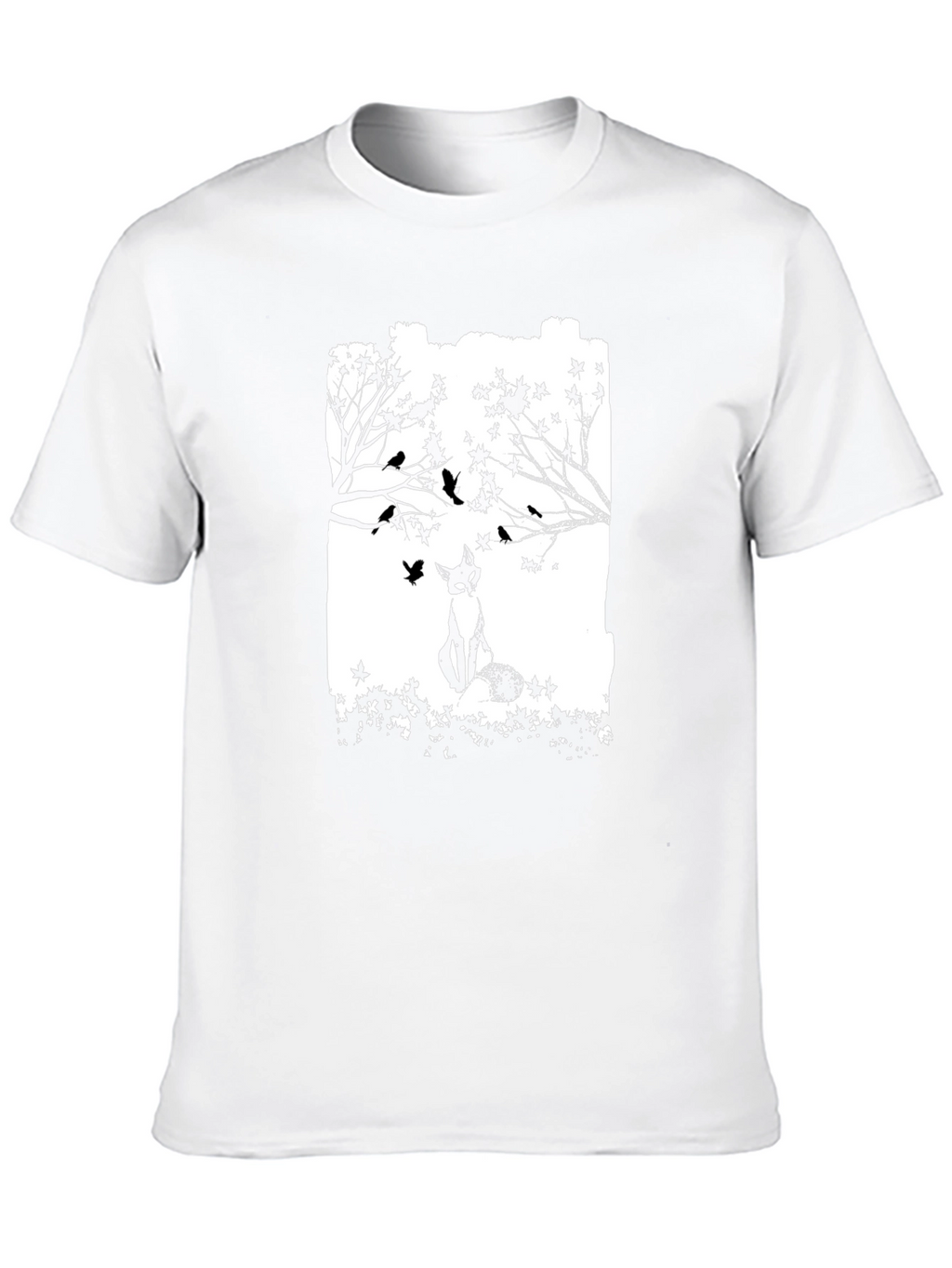 Fox & Birds Graphic Black T-Shirt