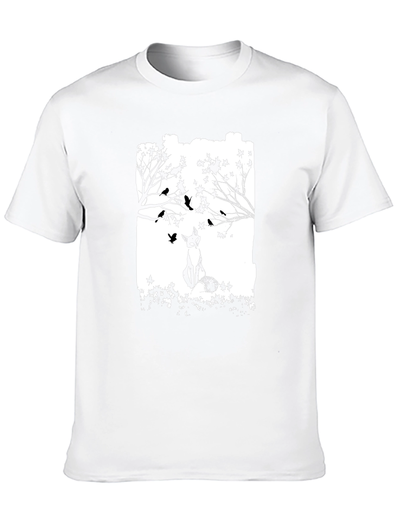 Fox & Birds Graphic Black T-Shirt