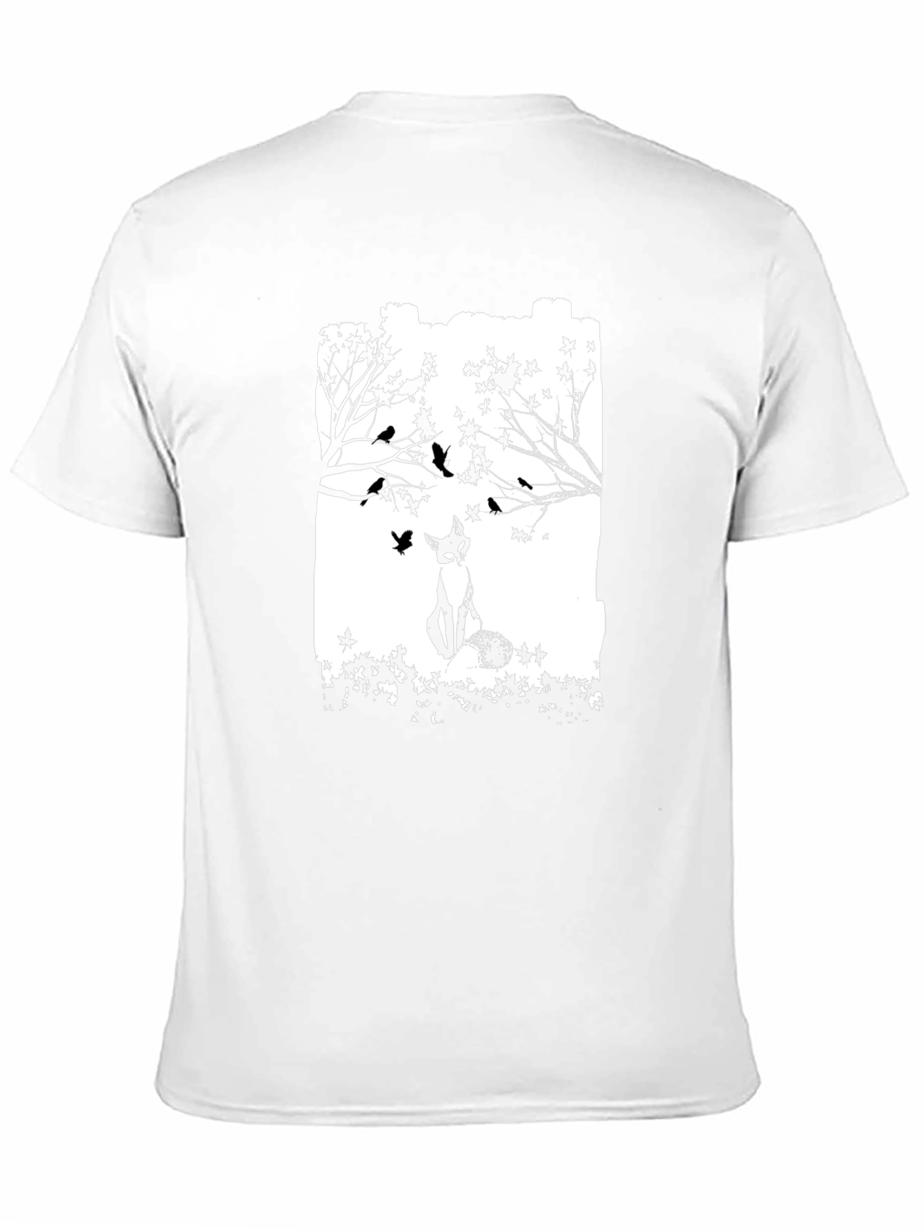Fox & Birds Graphic Black T-Shirt