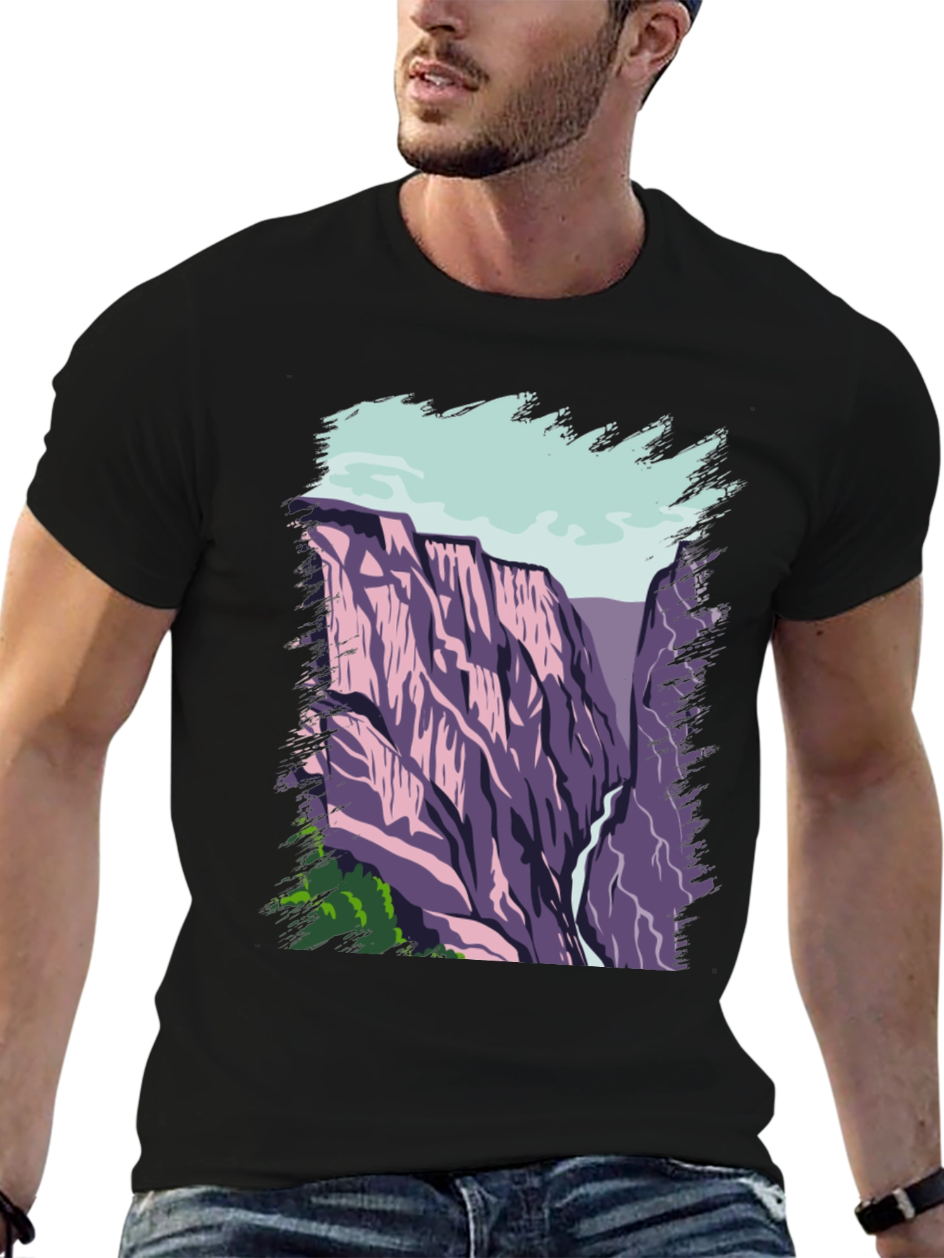 Mountain Vista Graphic Tee - Black Cotton