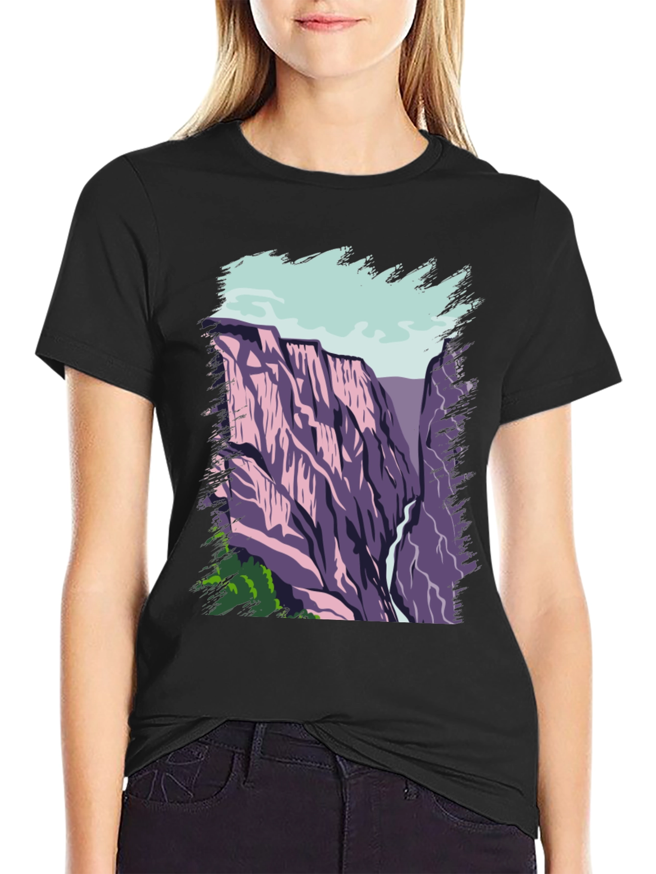 Mountain Vista Graphic Tee - Black Cotton