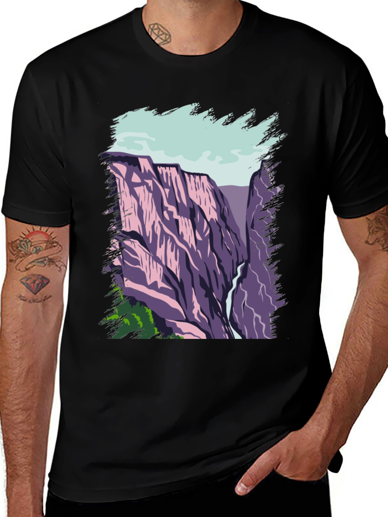 Mountain Vista Graphic Tee - Black Cotton
