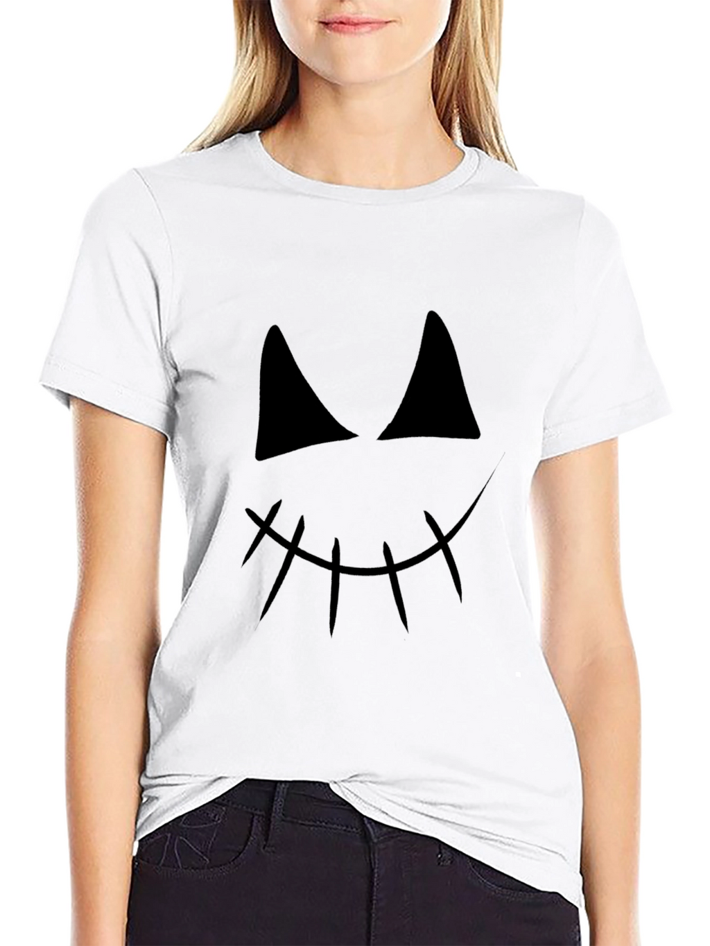 Spooky Face Graphic Tee - Halloween Shirt