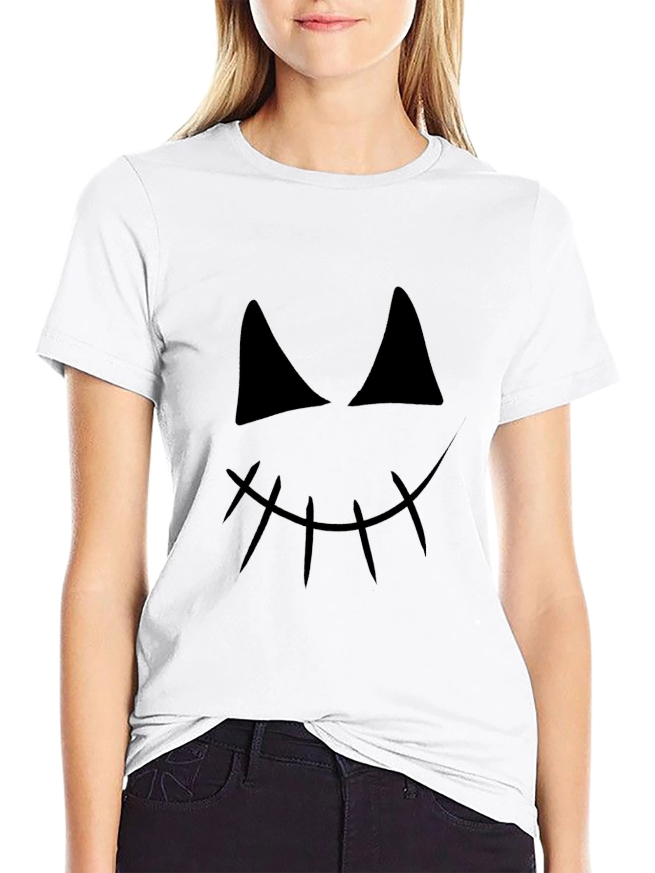 Spooky Face Graphic Tee - Halloween Shirt