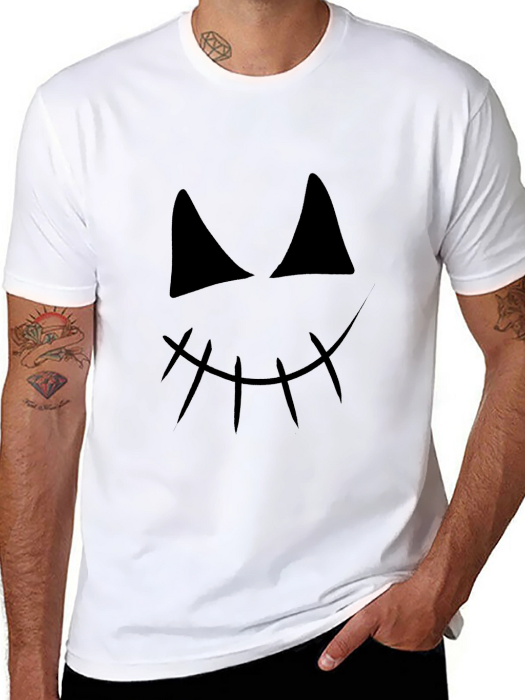Spooky Face Graphic Tee - Halloween Shirt