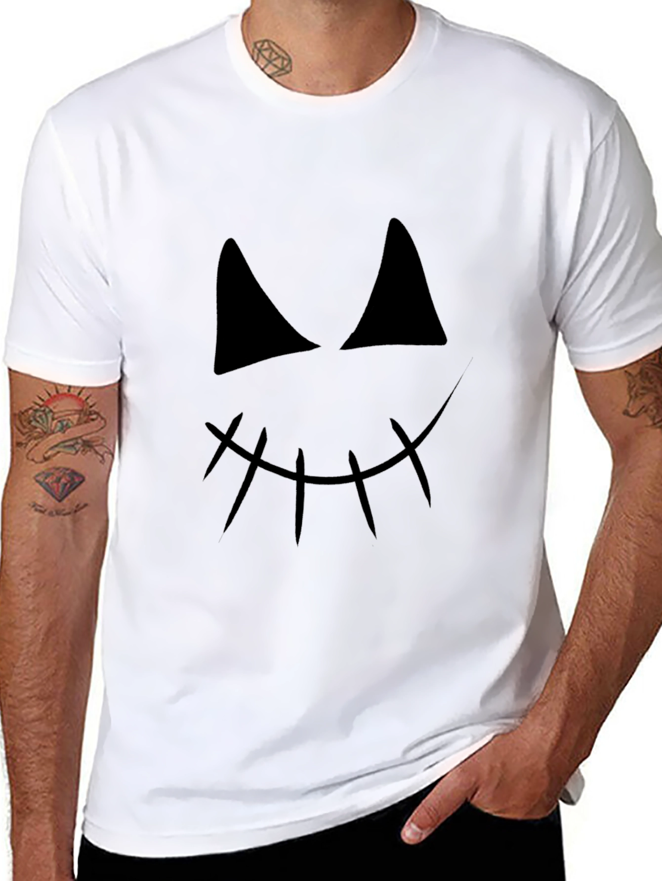 Spooky Face Graphic Tee - Halloween Shirt