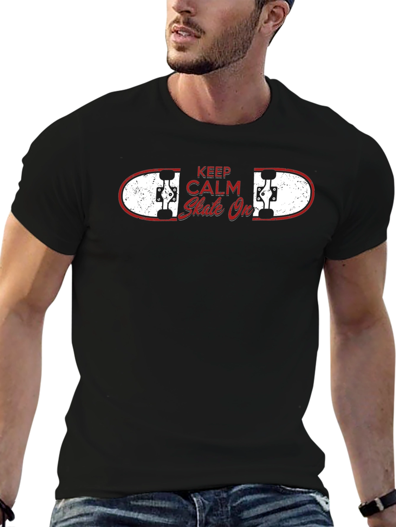 Keep Calm Skate On Black T-Shirt