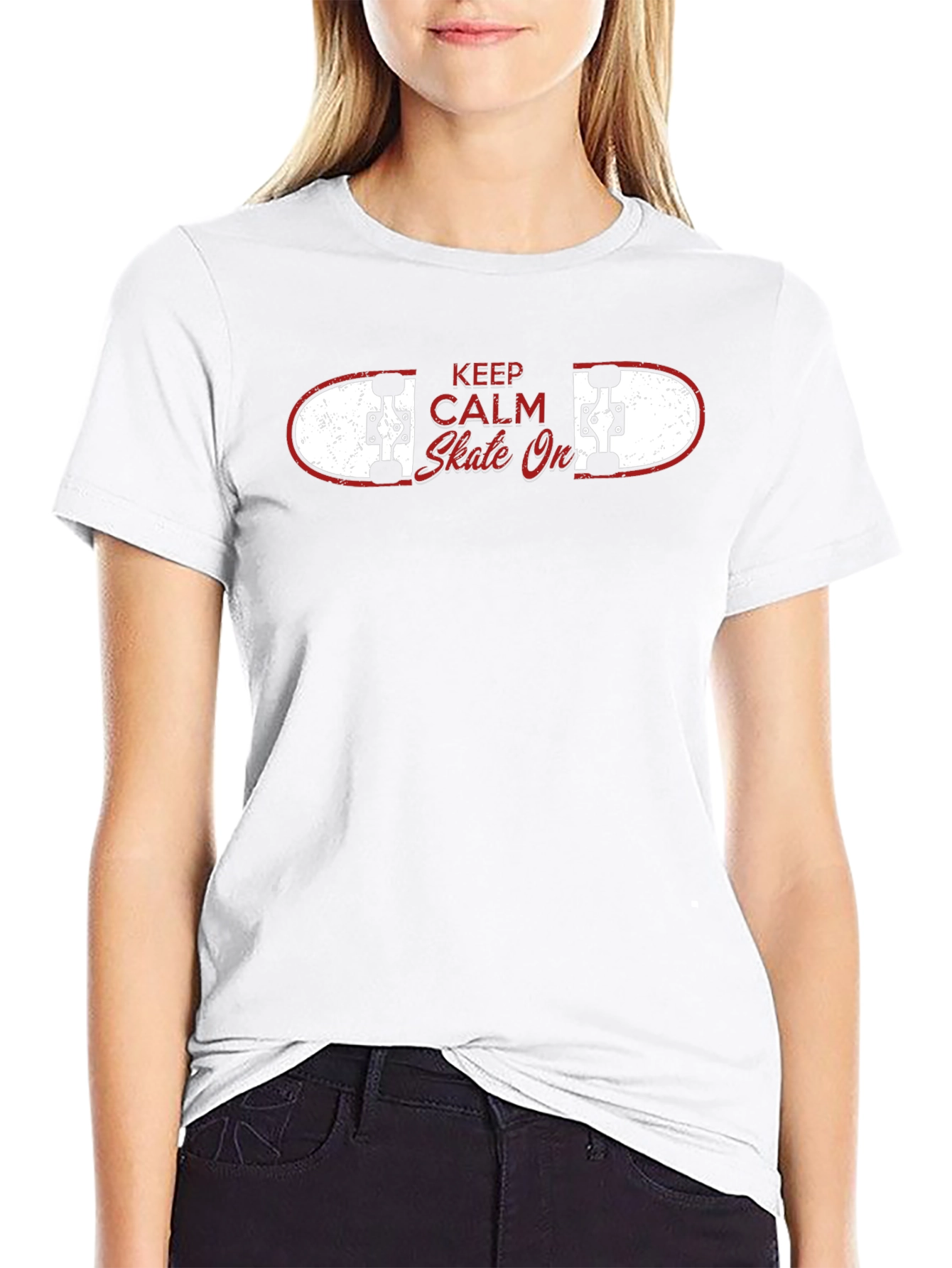 Keep Calm Skate On Black T-Shirt