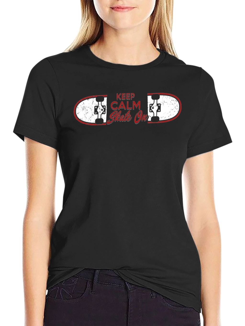 Keep Calm Skate On Black T-Shirt