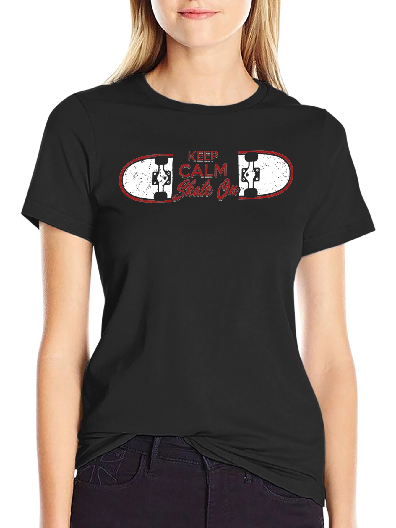 Keep Calm Skate On Black T-Shirt
