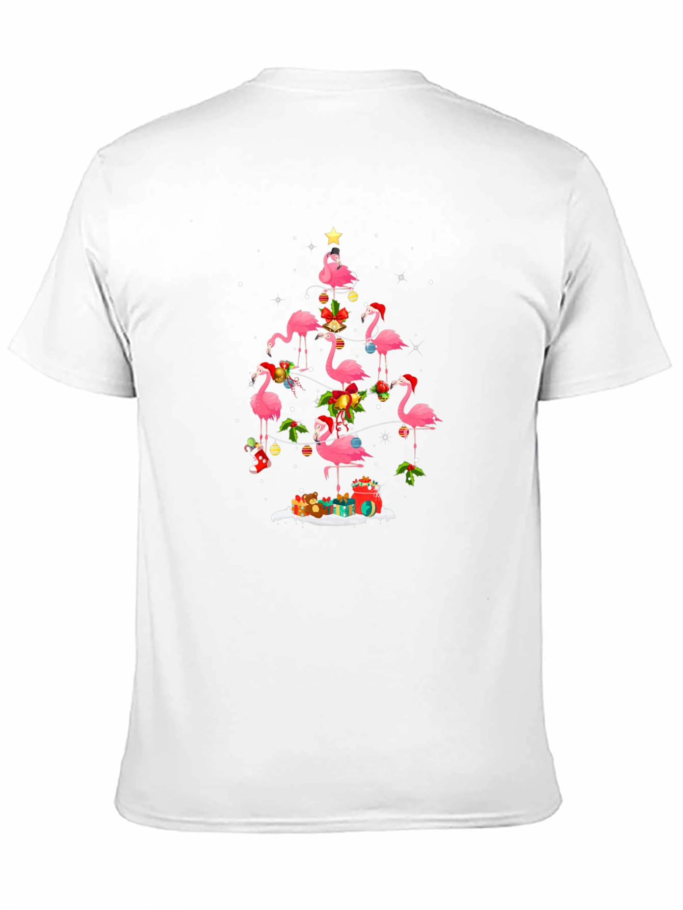Festive Flamingo Christmas Tree Graphic Tee