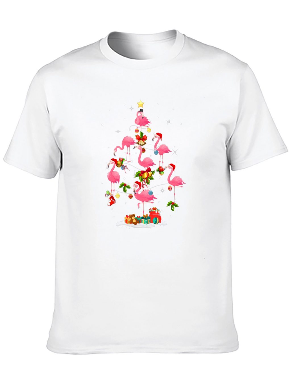 Festive Flamingo Christmas Tree Graphic Tee