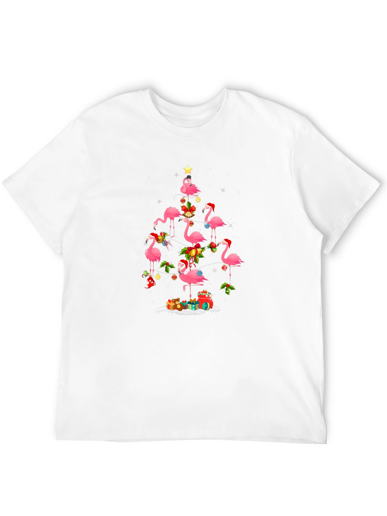 Festive Flamingo Christmas Tree Graphic Tee