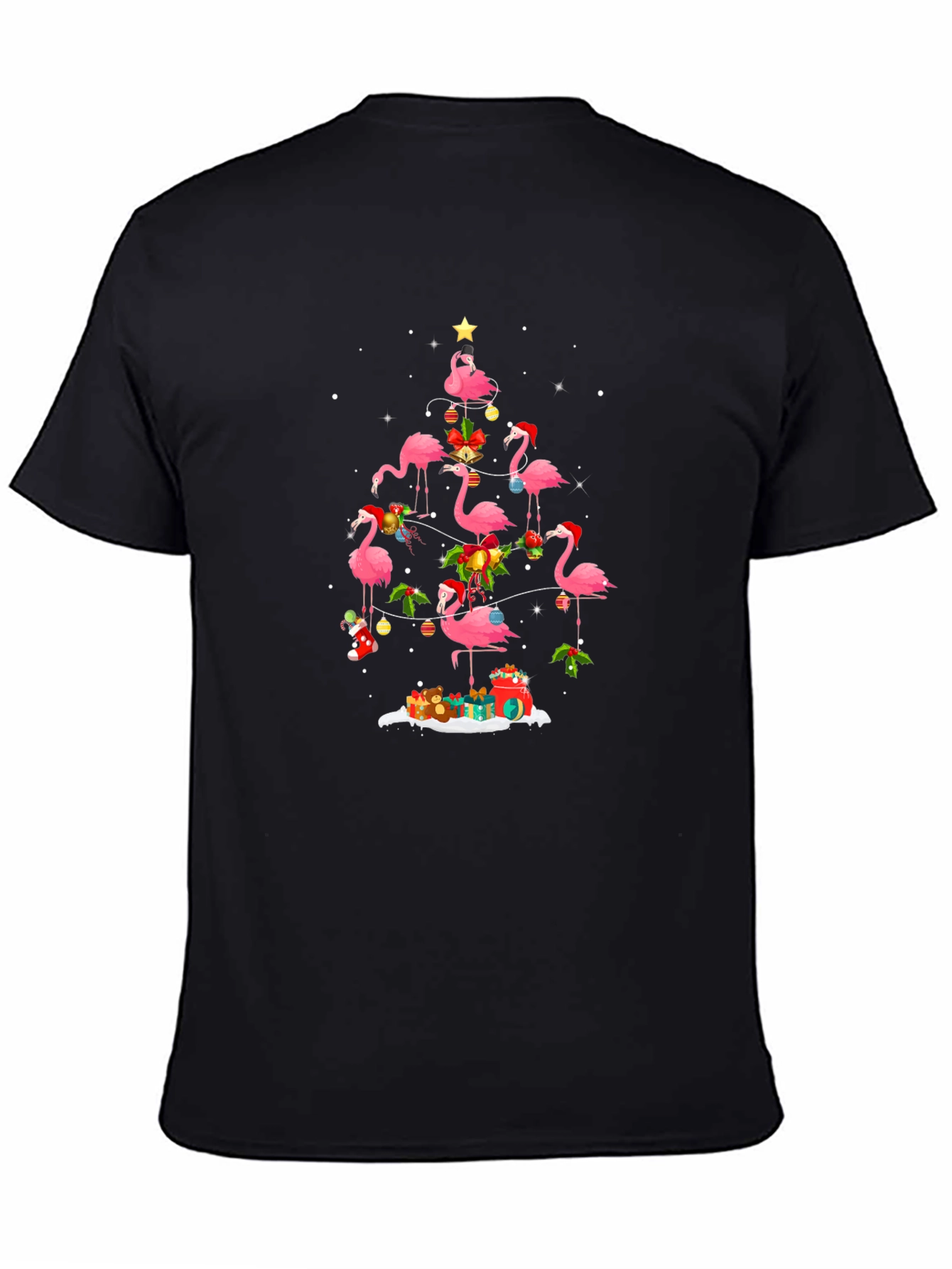 Festive Flamingo Christmas Tree Graphic Tee
