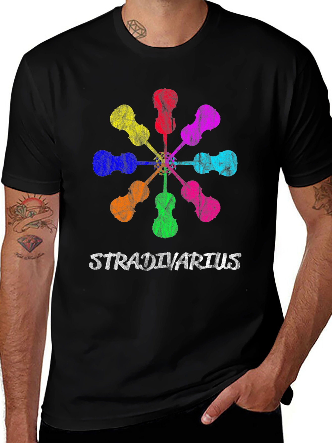 Colorful Violin T-Shirt - Stradivarius Design