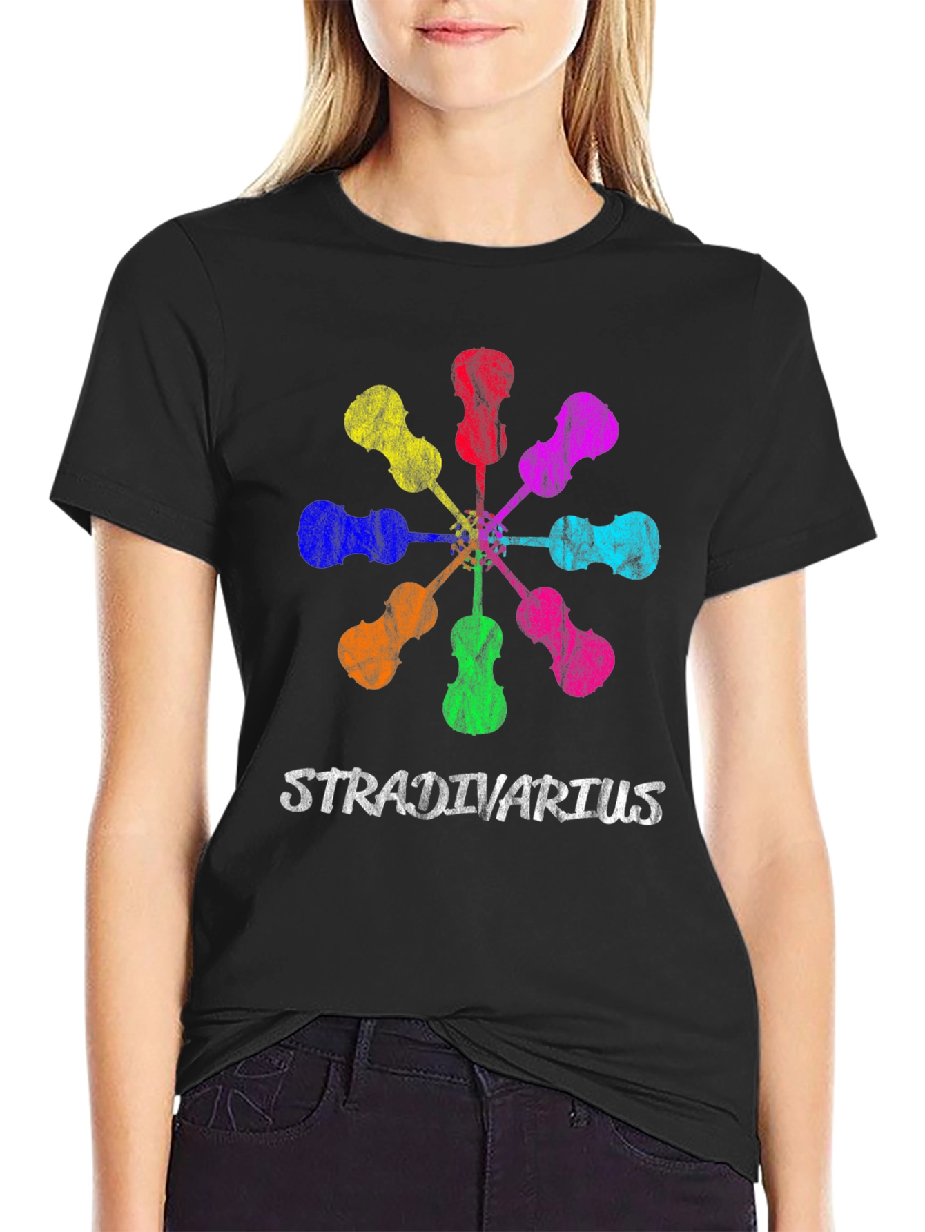 Colorful Violin T-Shirt - Stradivarius Design