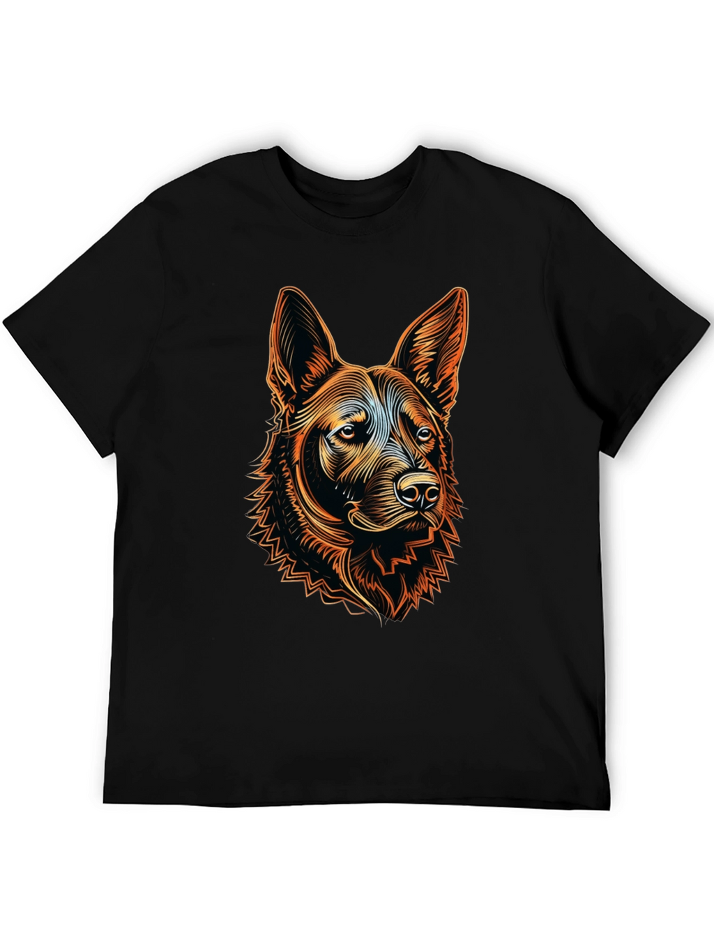 German Shepherd Dog Graphic Tee - Black Cotton Blend