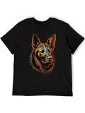 German Shepherd Dog Graphic Tee - Black Cotton Blend