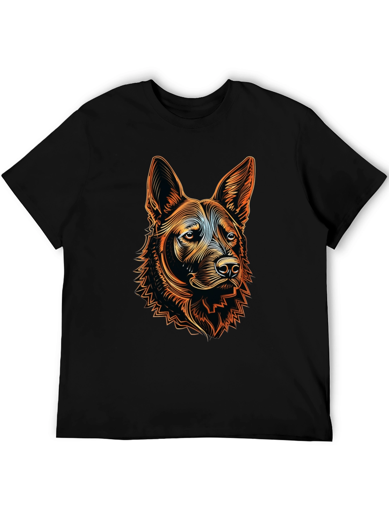 German Shepherd Dog Graphic Tee - Black Cotton Blend