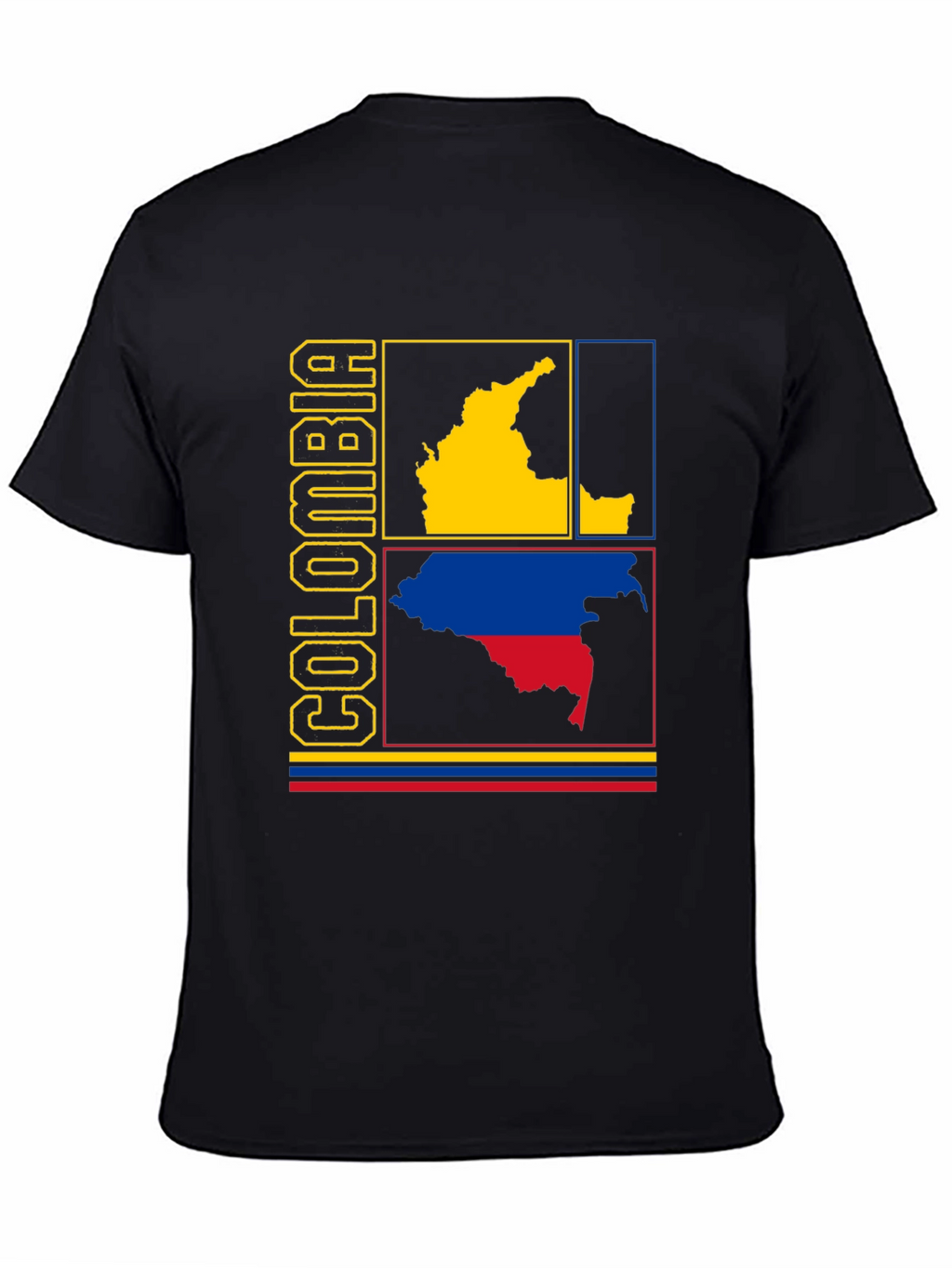 Colombia Map Graphic Tee - Black Cotton Shirt