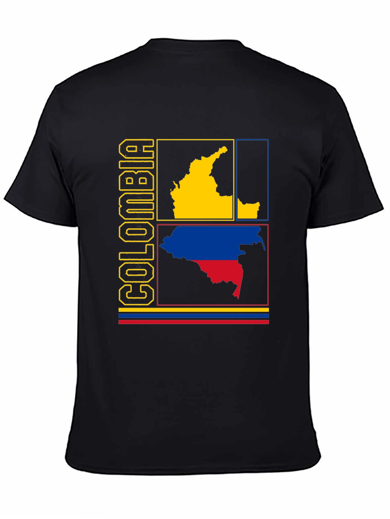 Colombia Map Graphic Tee - Black Cotton Shirt