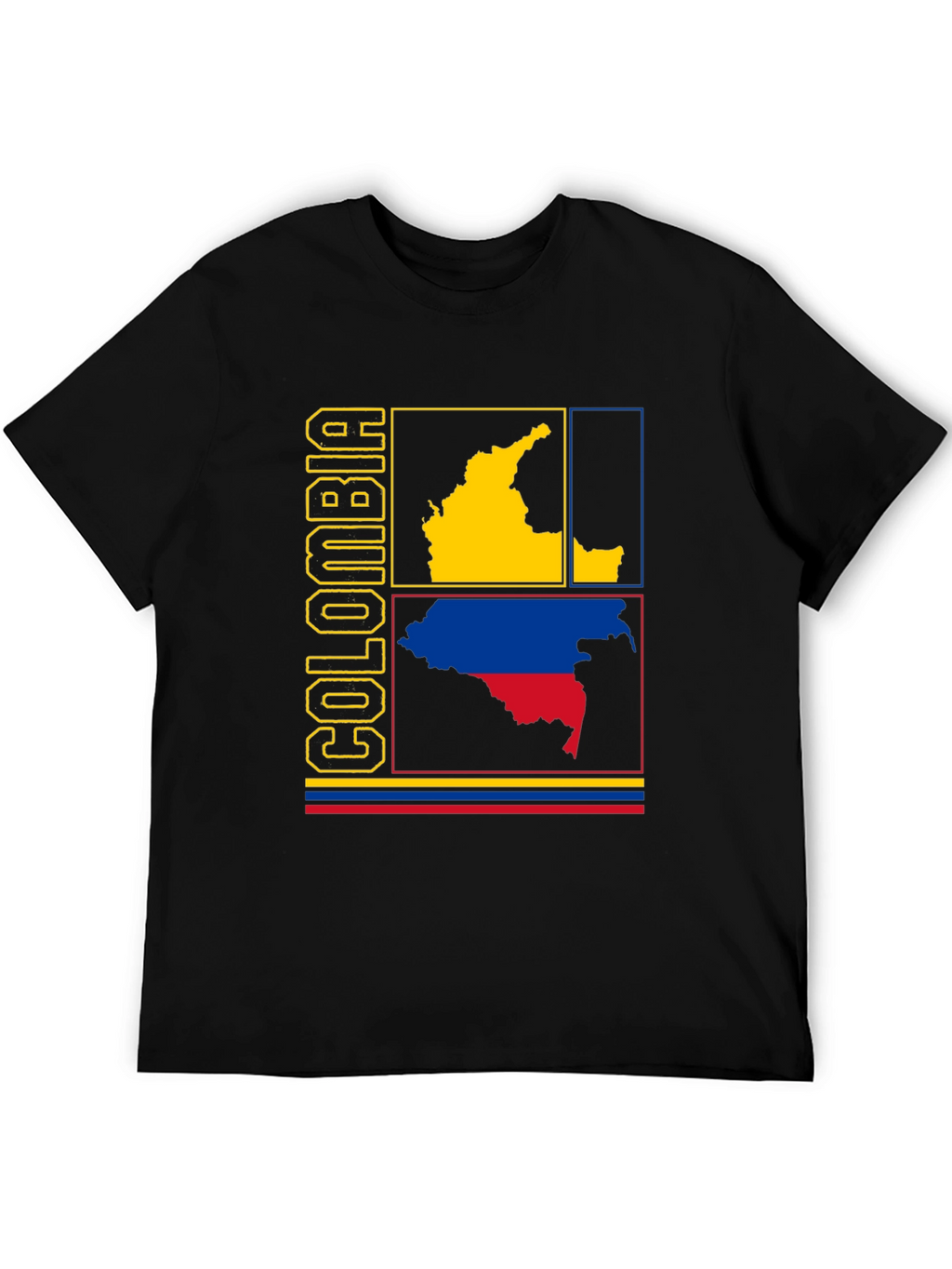 Colombia Map Graphic Tee - Black Cotton Shirt