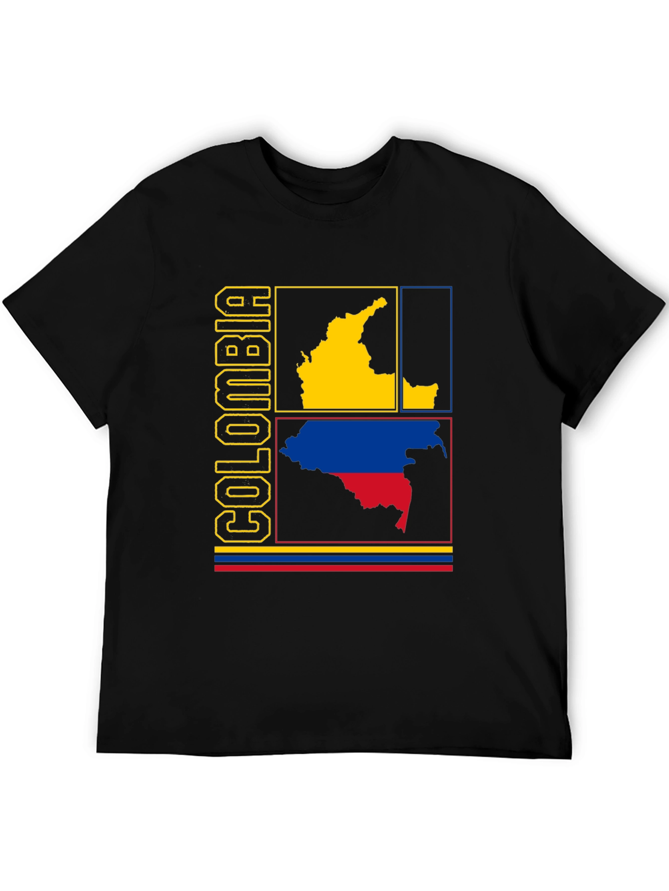 Colombia Map Graphic Tee - Black Cotton Shirt