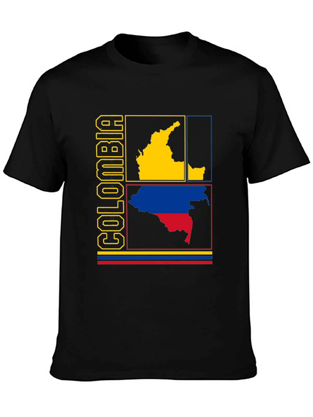 Colombia Map Graphic Tee - Black Cotton Shirt