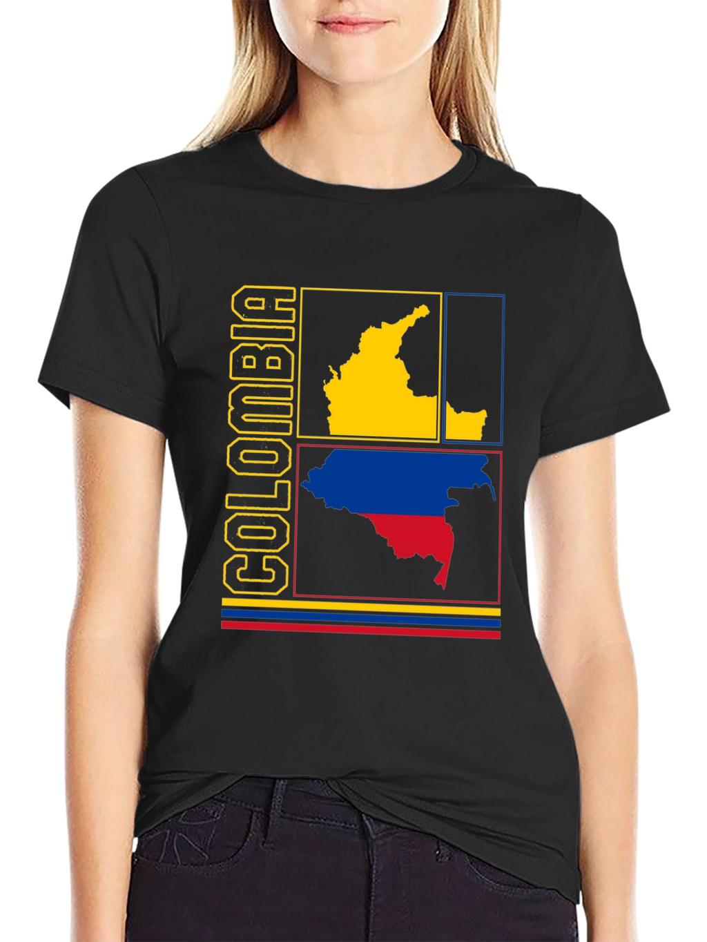 Colombia Map Graphic Tee - Black Cotton Shirt