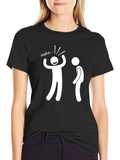 Funny Stick Figure Graphic Tee - Black Cotton T-Shirt