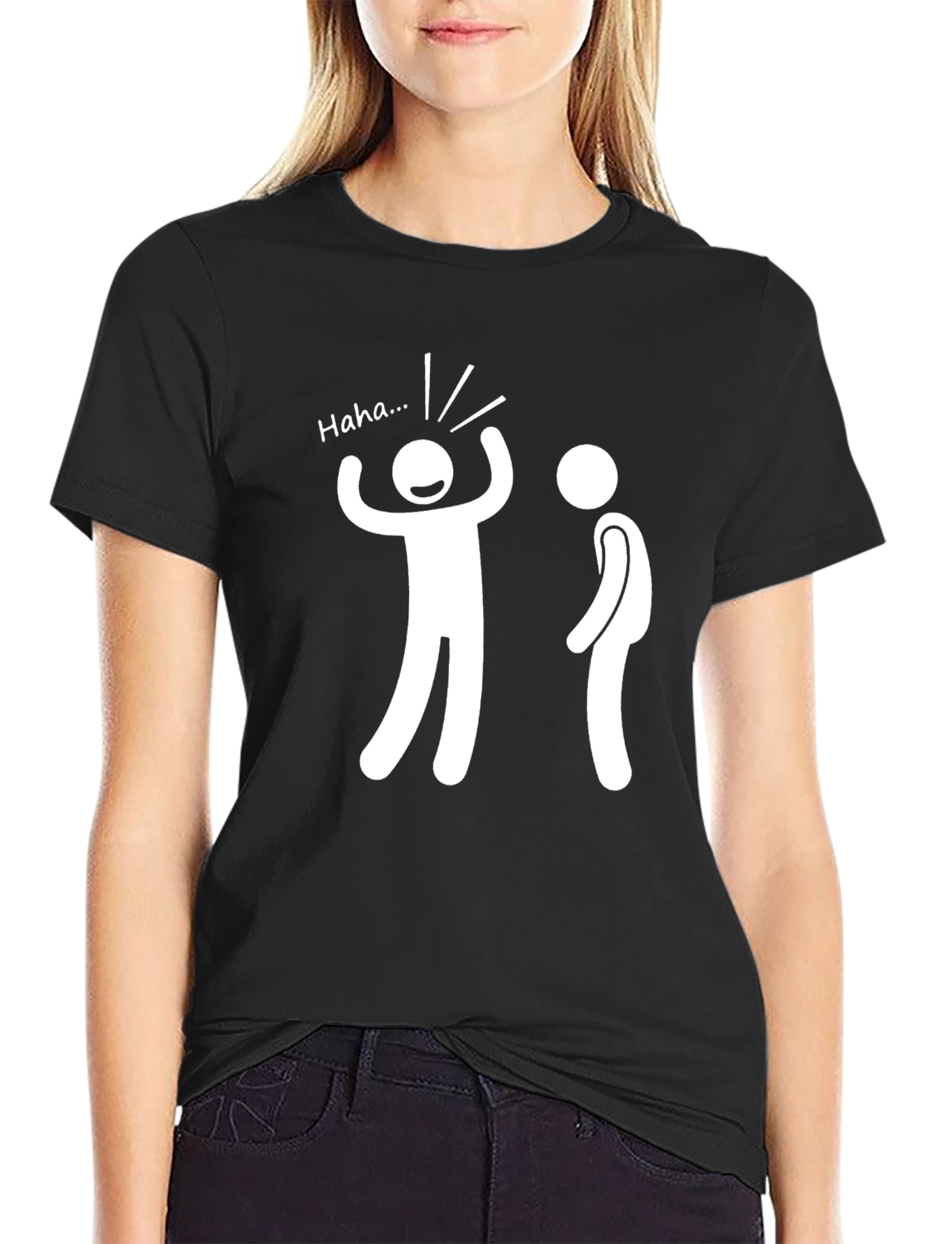 Funny Stick Figure Graphic Tee - Black Cotton T-Shirt
