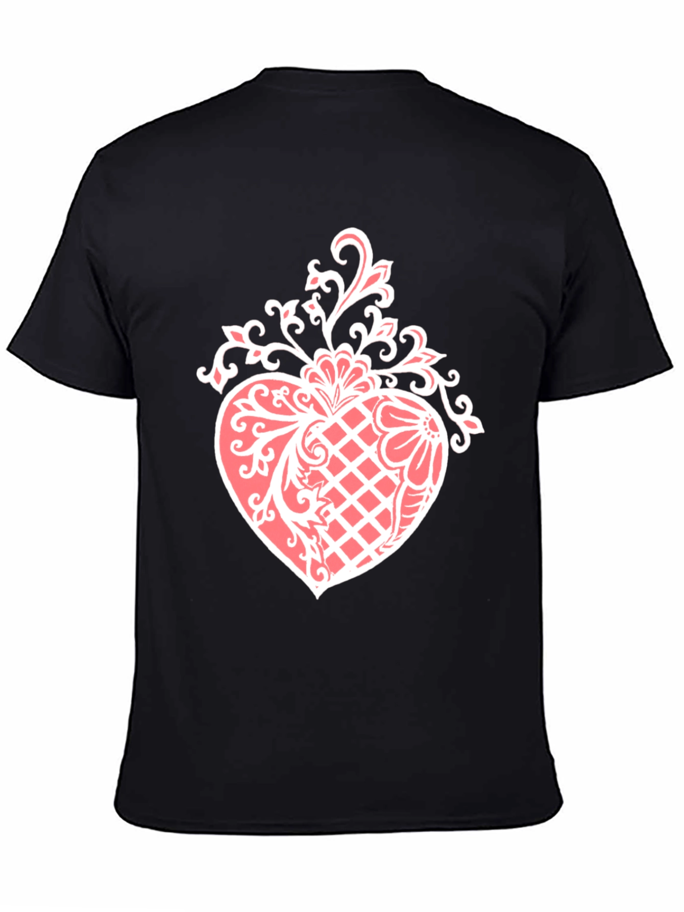 Elegant Heart Graphic Tee - Stylish Black Cotton Blend Shirt