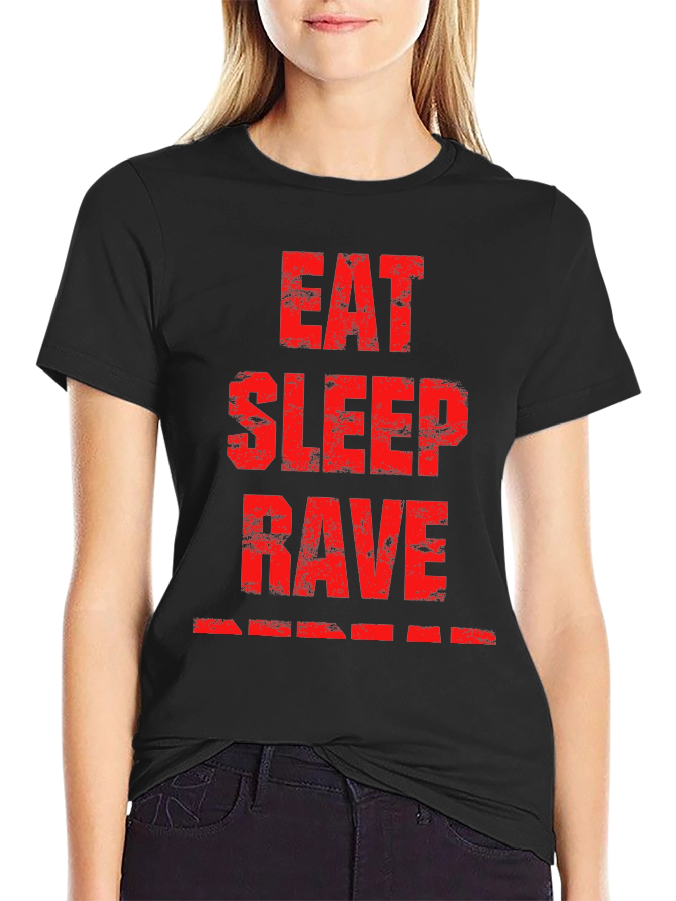 Eat Sleep Rave Black Graphic T-Shirt