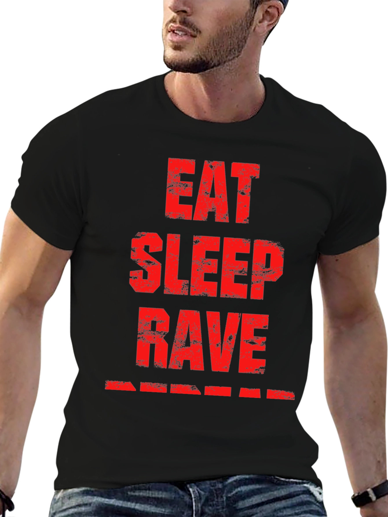 Eat Sleep Rave Black Graphic T-Shirt