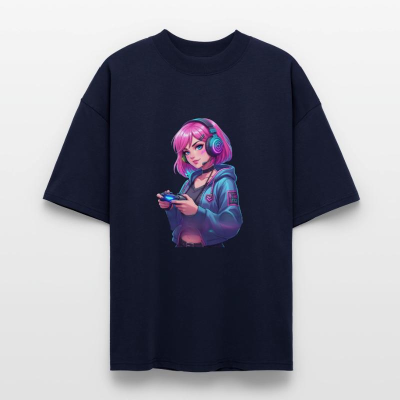 Pink Hair Gamer Girl Neon Art