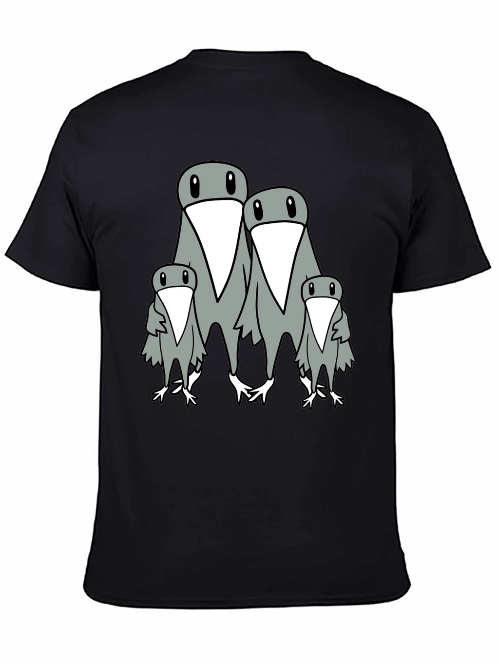 Penguin Family Graphic Print Mens Black T-Shirt
