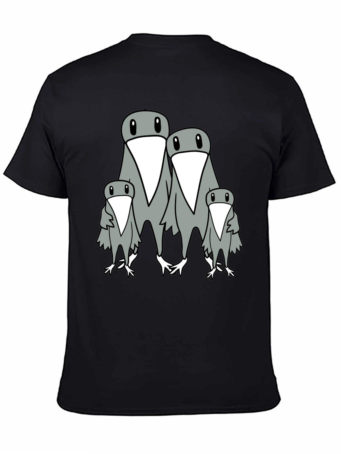 Penguin Family Graphic Print Mens Black T-Shirt