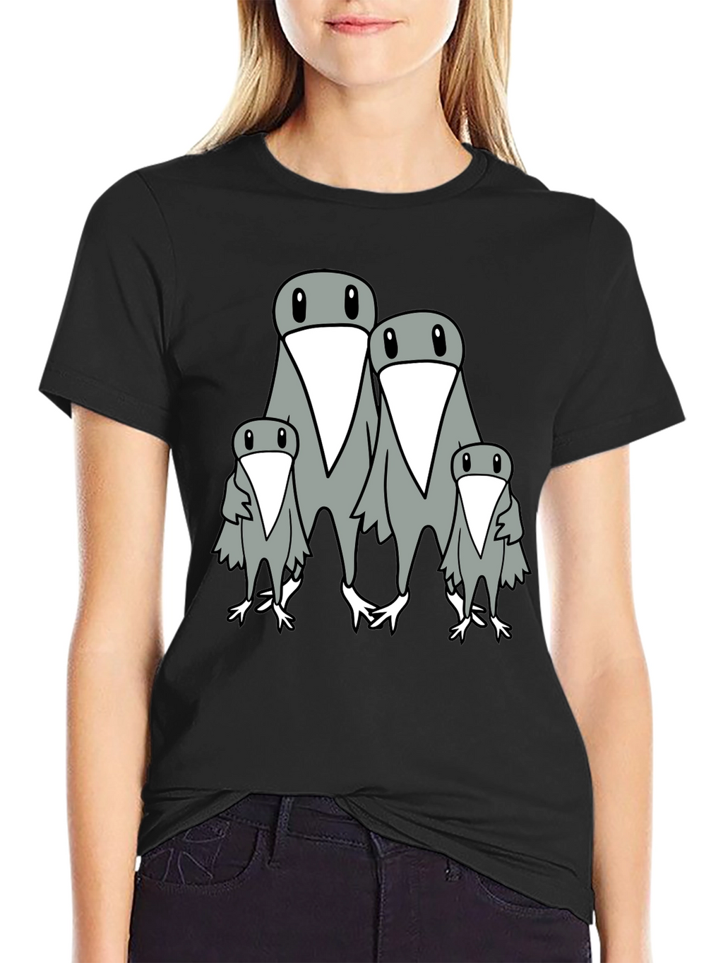 Penguin Family Graphic Print Mens Black T-Shirt