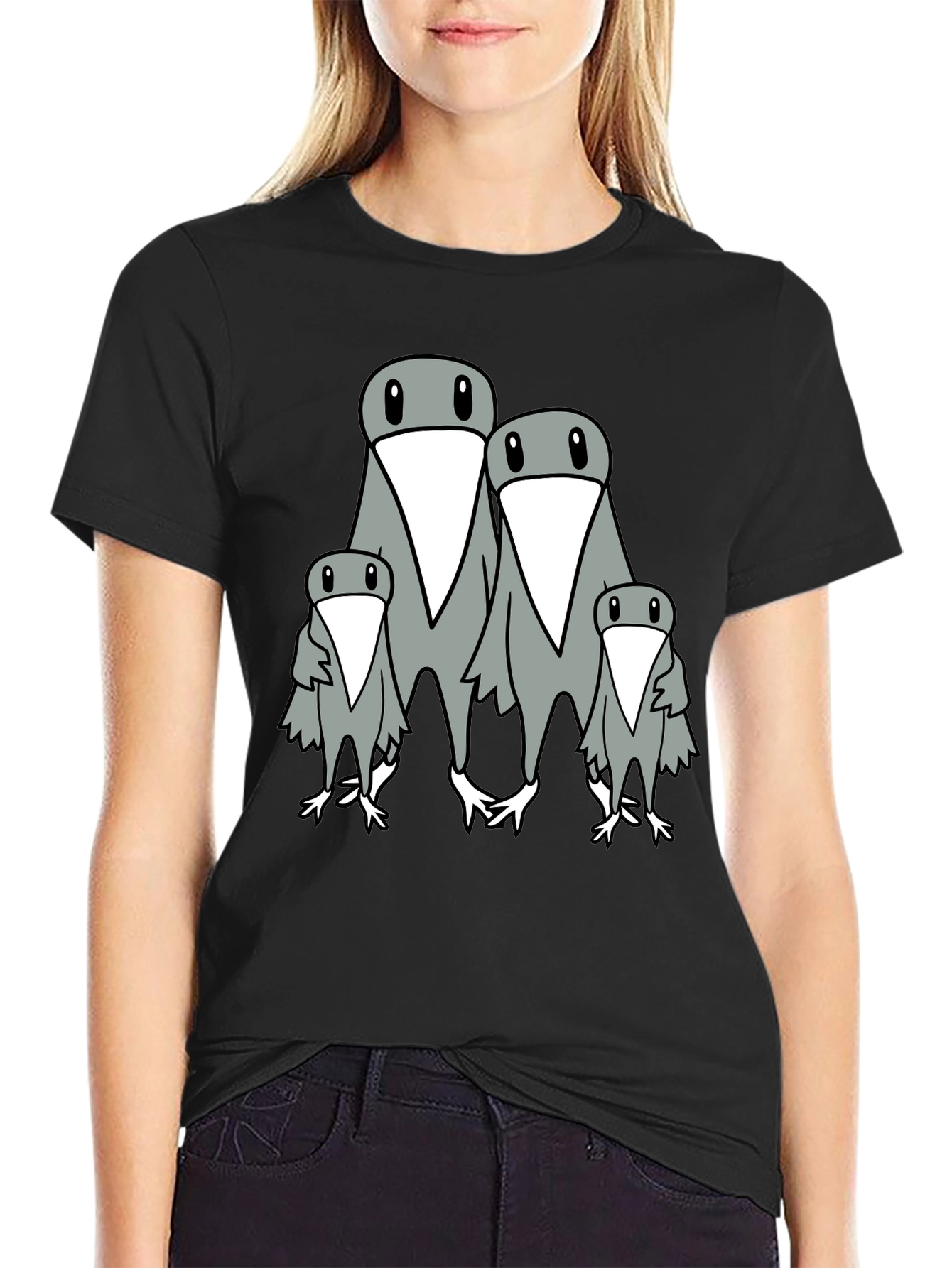 Penguin Family Graphic Print Mens Black T-Shirt