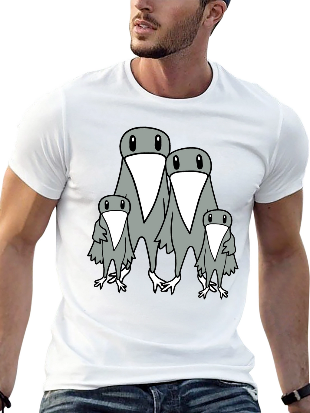 Penguin Family Graphic Print Mens Black T-Shirt