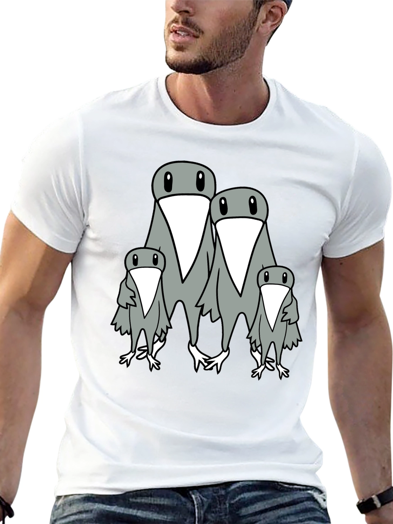 Penguin Family Graphic Print Mens Black T-Shirt